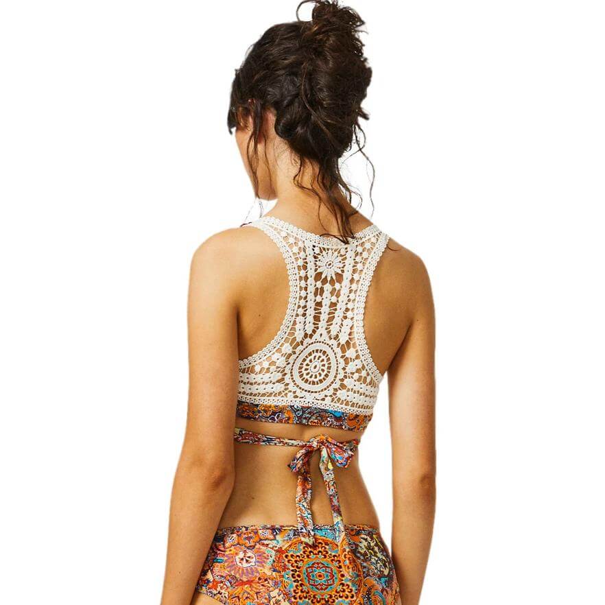 Golden Temple Crochet Cross Front Top & Crochet Hipster Pant - Bare Essentials