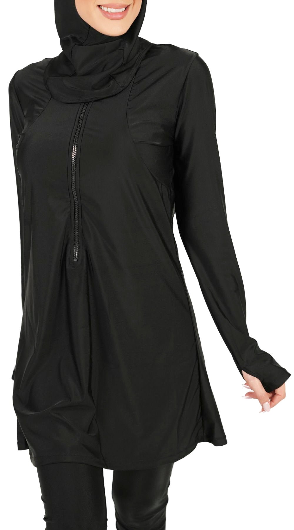 Long Sleeve Burkini Top (Black) - Bare Essentials