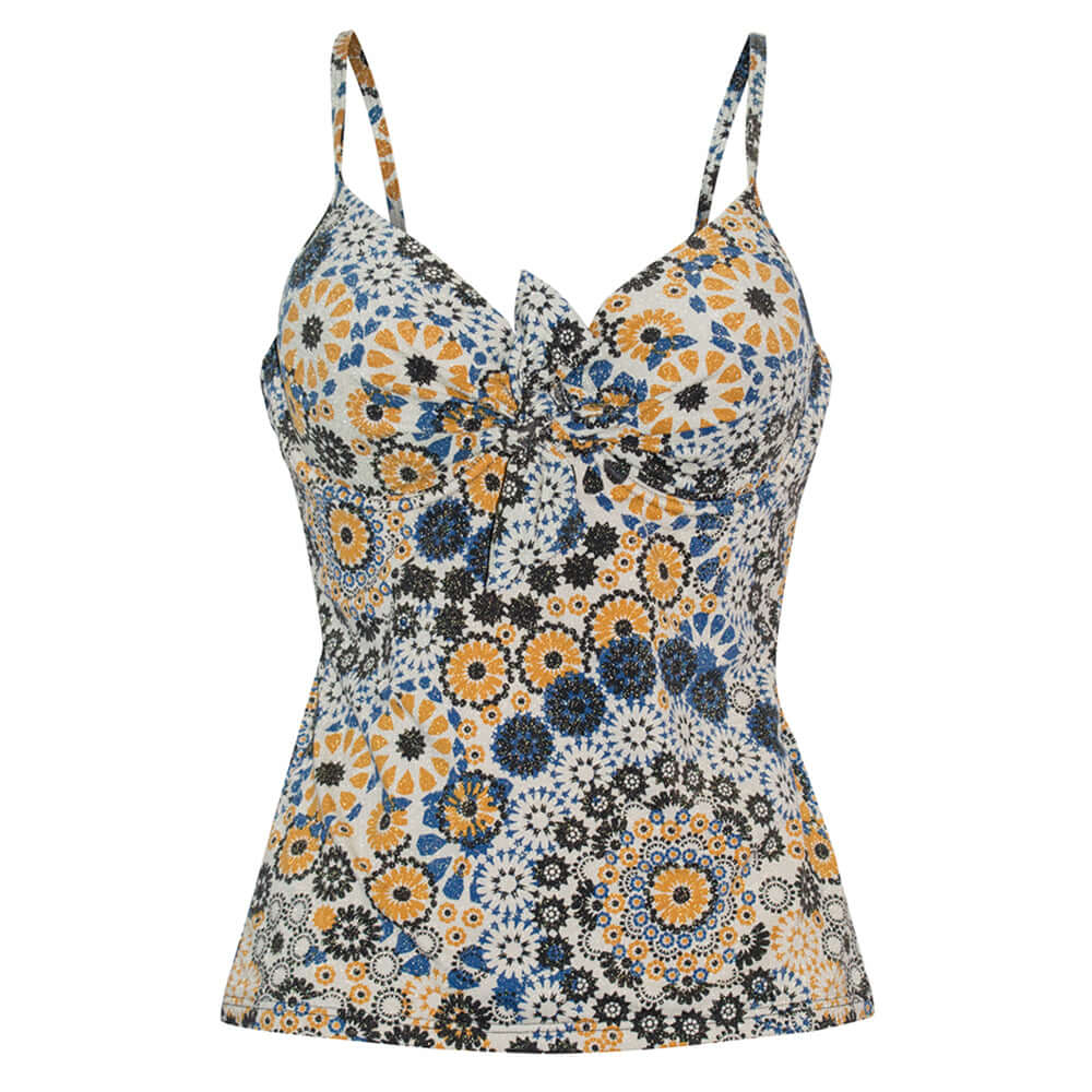 Moroccan Dual Cup U/W Tie Tankini Top - Bare Essentials