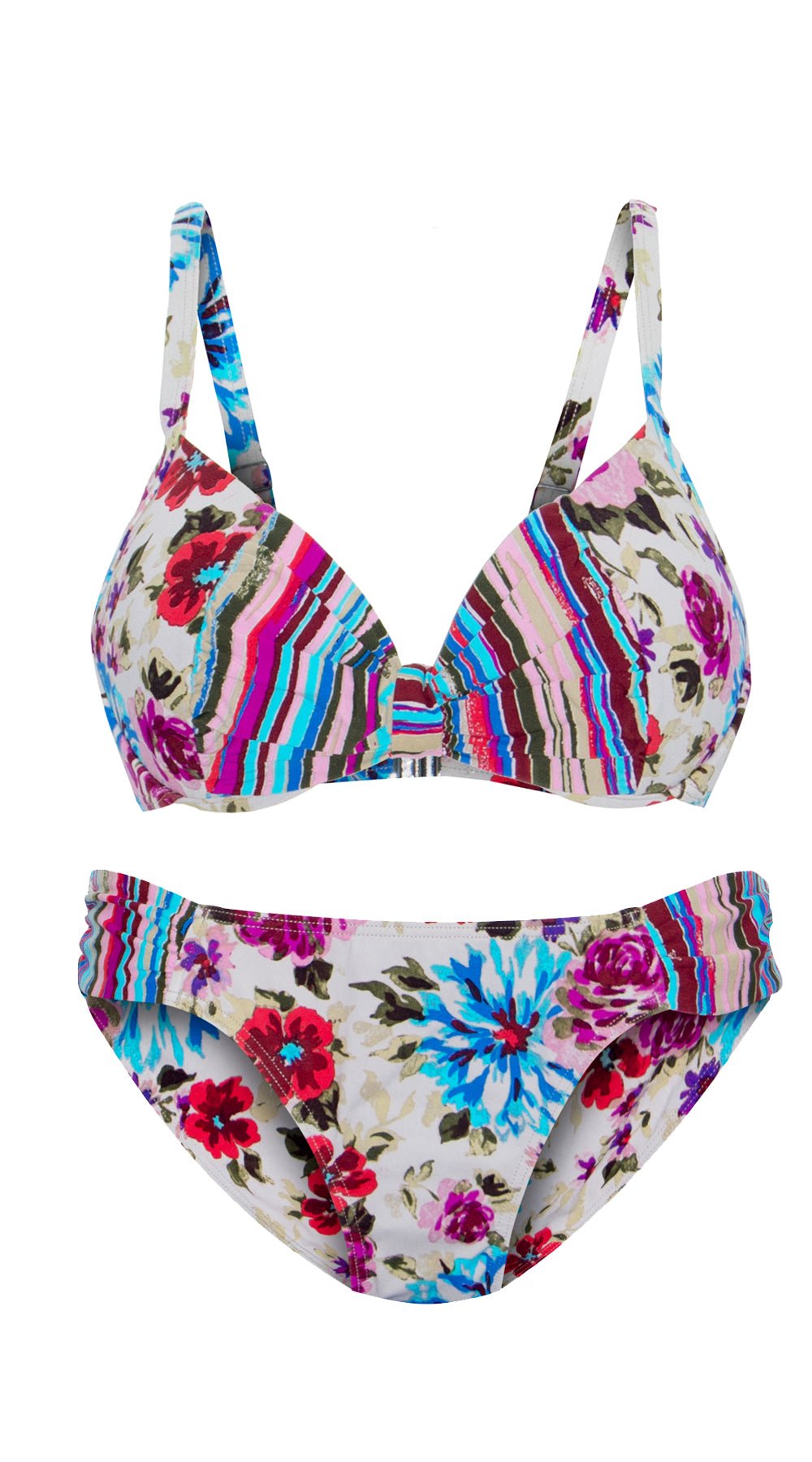 Passion Flower Bow Dual Cup U/W Top (B/C, D/DD & E/F) & Ruched Side Hipster - Bare Essentials
