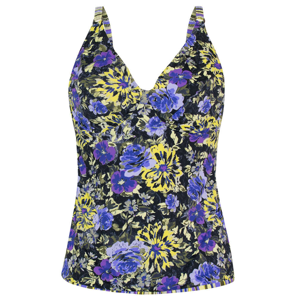 Passion Flower Reversible Solids U/W Tankini Top - DD/E - Bare Essentials