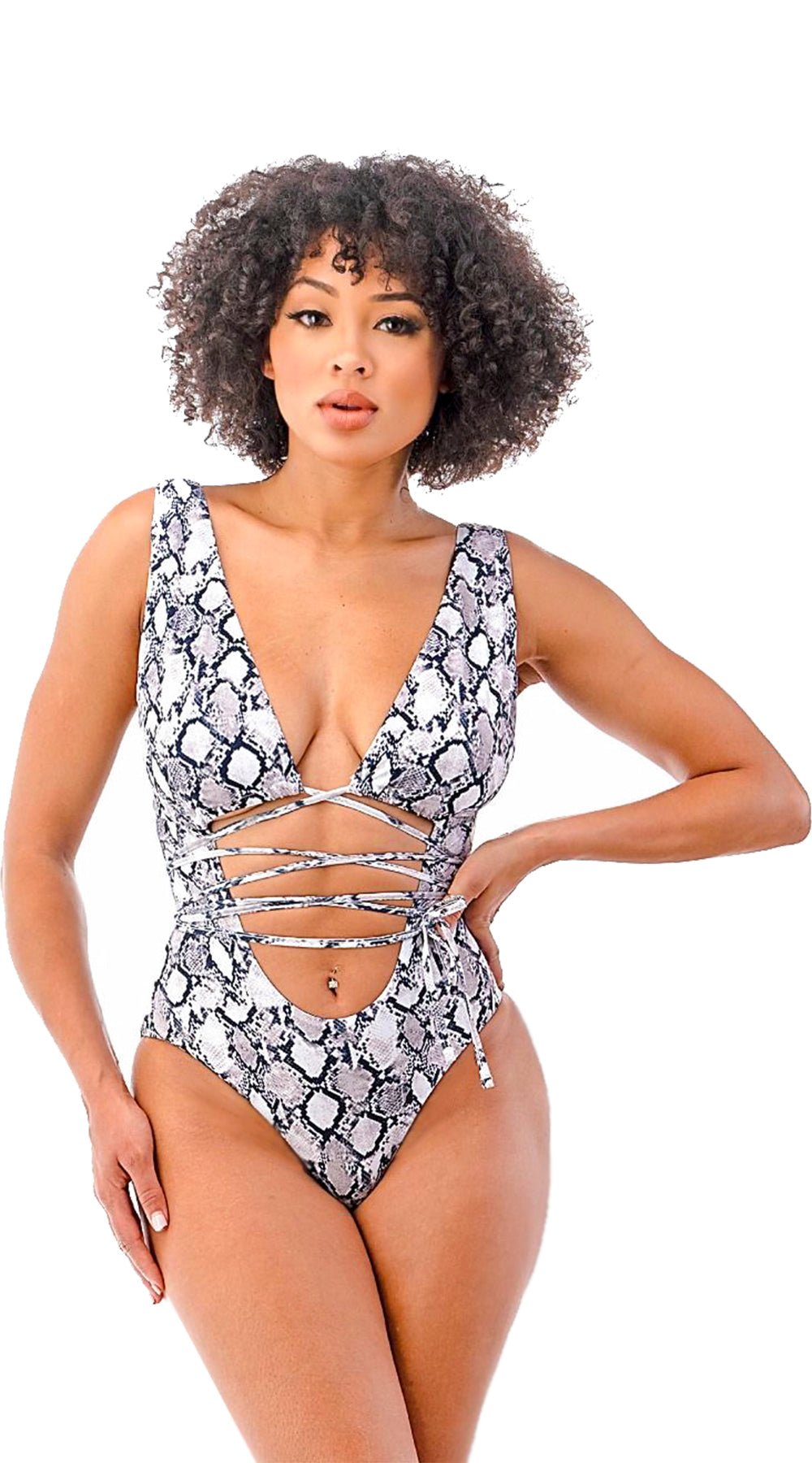 Phyton Cut-Out Tie Low Back One Piece - Bare Essentials