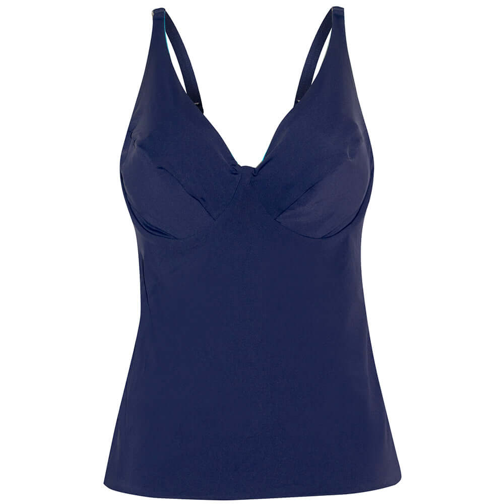 Reversible Solids DD/E U/W Cami (Navy/Turq) - Bare Essentials