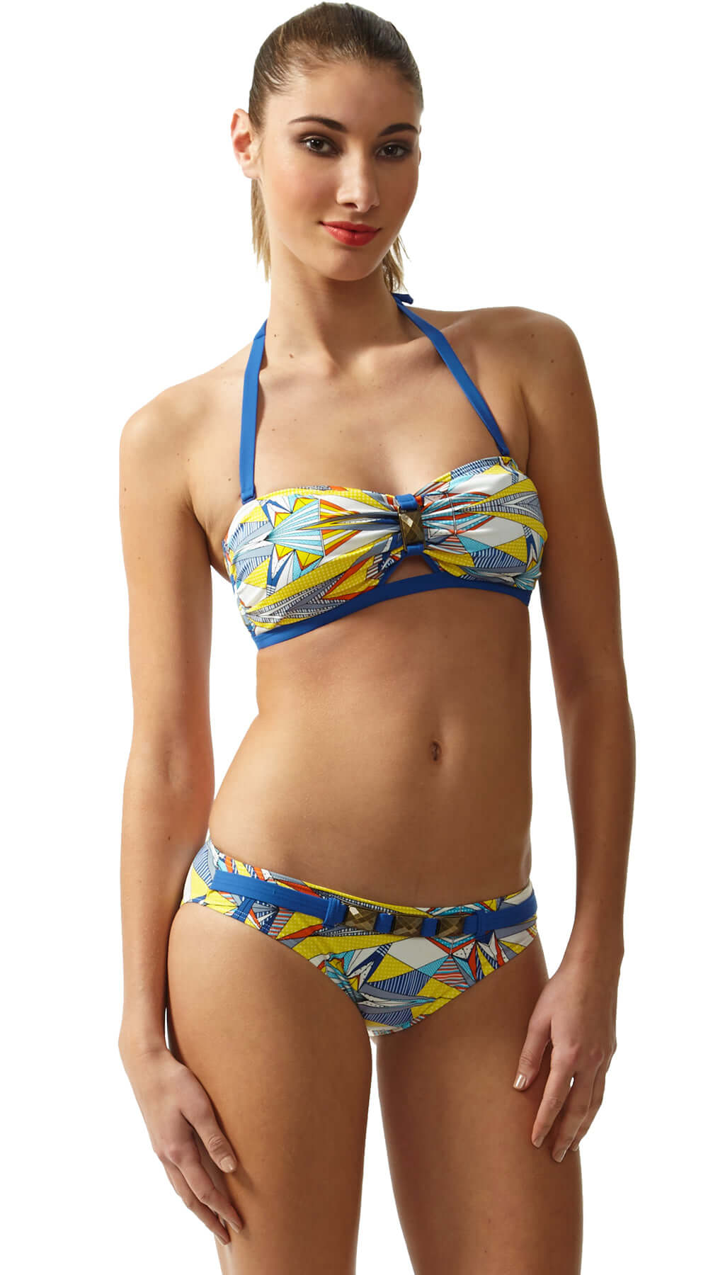 SOLD OUT - Geometrik Keyhole Bandeau & Trim Belted Pant - Bare Essentials