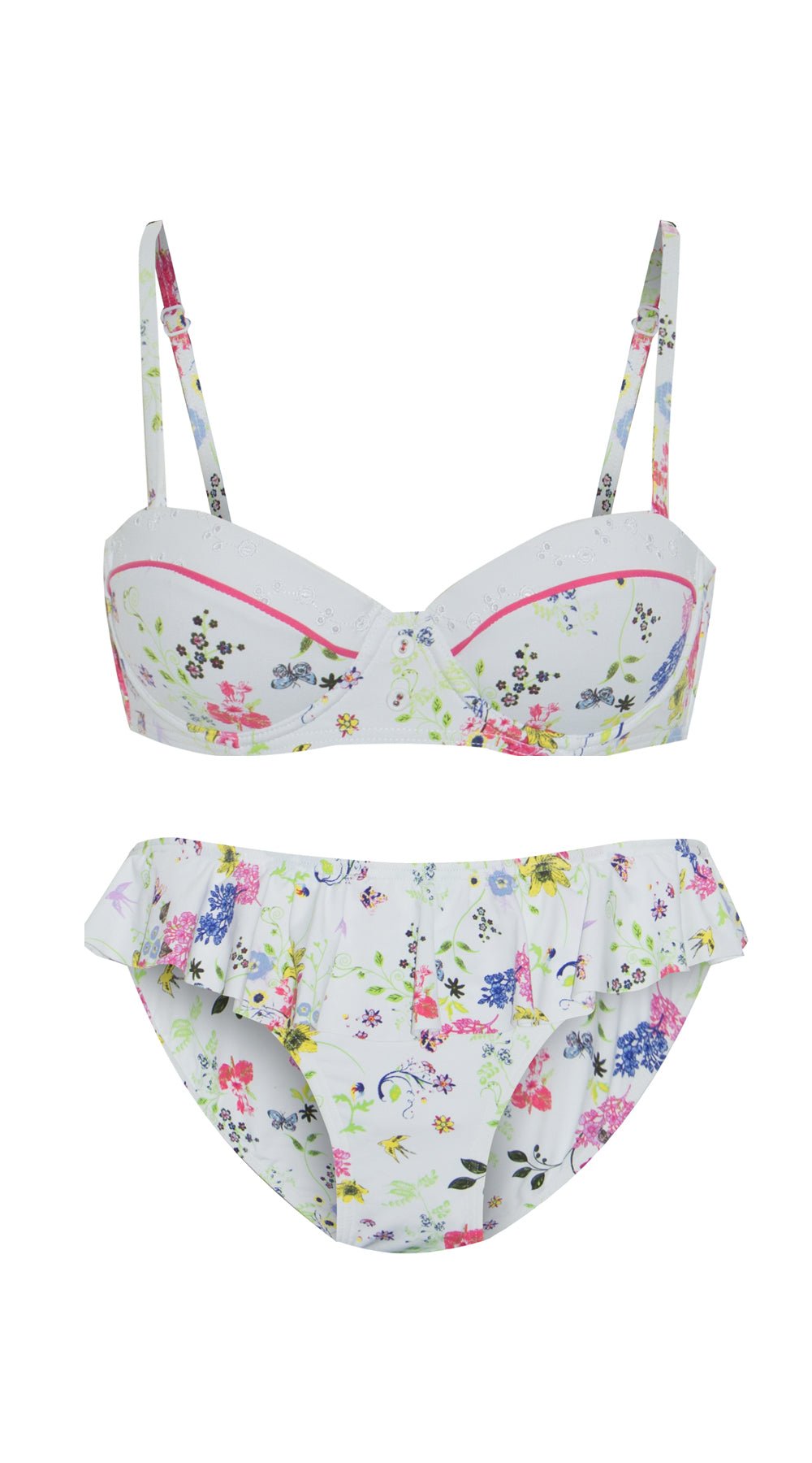 Summer Garden Dual Cup U/W Balconette (A/B & C/D) & Skirt Pant (White) - Bare Essentials