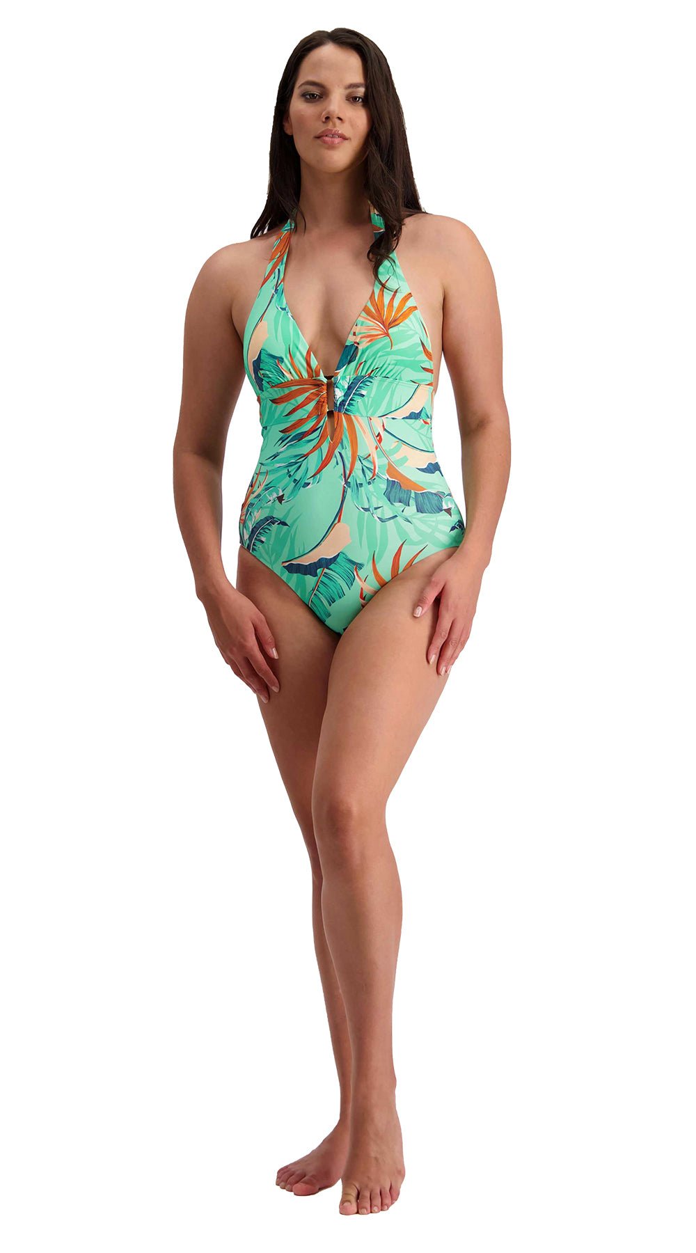 Tropical Vibes Halter Trim Suit - Bare Essentials
