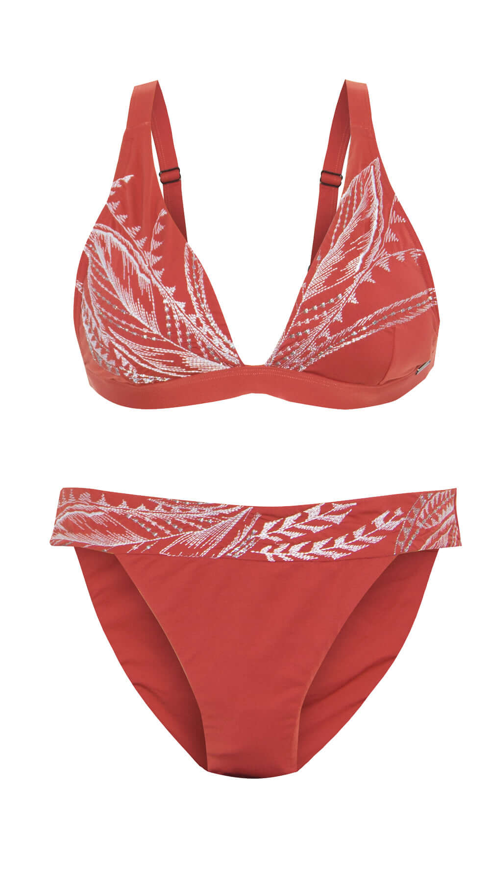 Vintage Bloom Longline Tri Top & Wide Banded Pant (Brick) - Bare Essentials