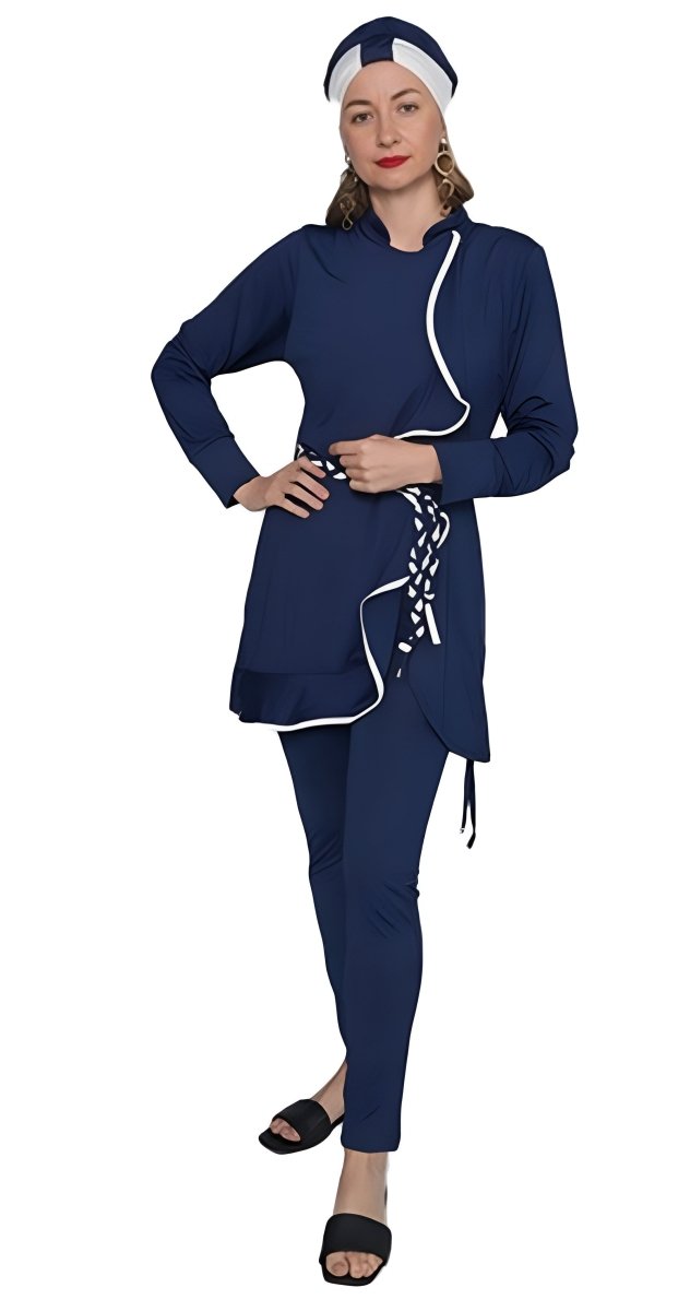 3 - in - 1 Blue Belted Burkini - Bare Essentials