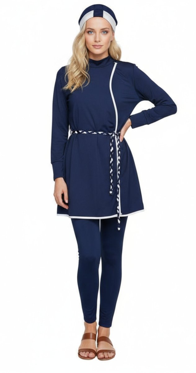 3 - in - 1 Blue Belted Burkini - Bare Essentials