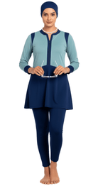 3 in 1 Blue Two - Tone Burkini Set - Bare Essentials