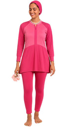 3 in 1 Pink Two - Tone Burkini Set - Bare Essentials