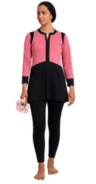 3 in 1 Two - Tone Pink & Black Burkini - Bare Essentials