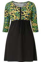 Leopard print A-line swim dress modest plus size swimwear Dubai Bare Essentials