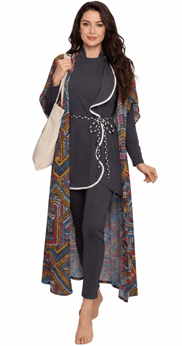 5 - Piece Marrakech Mosaic Belted Burkini Set - Bare Essentials