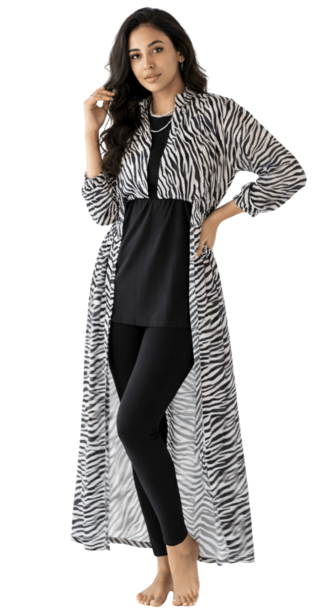 7 - Piece Zebra Print Burkini Set - Bare Essentials