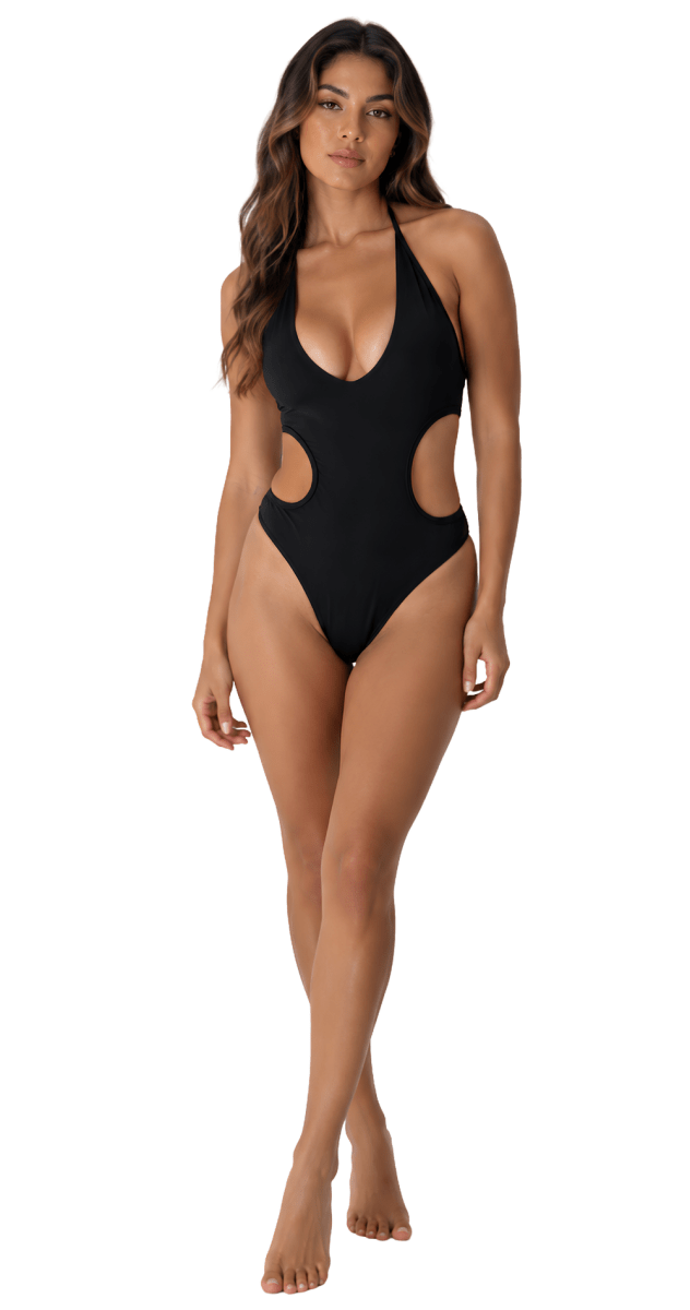 Analu Black Cut-Out Brazilian One-Piece Swimsuit - Bare Essentials