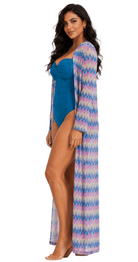 Azure Waves Long Beach Cover-Up Kimono - Bare Essentials
