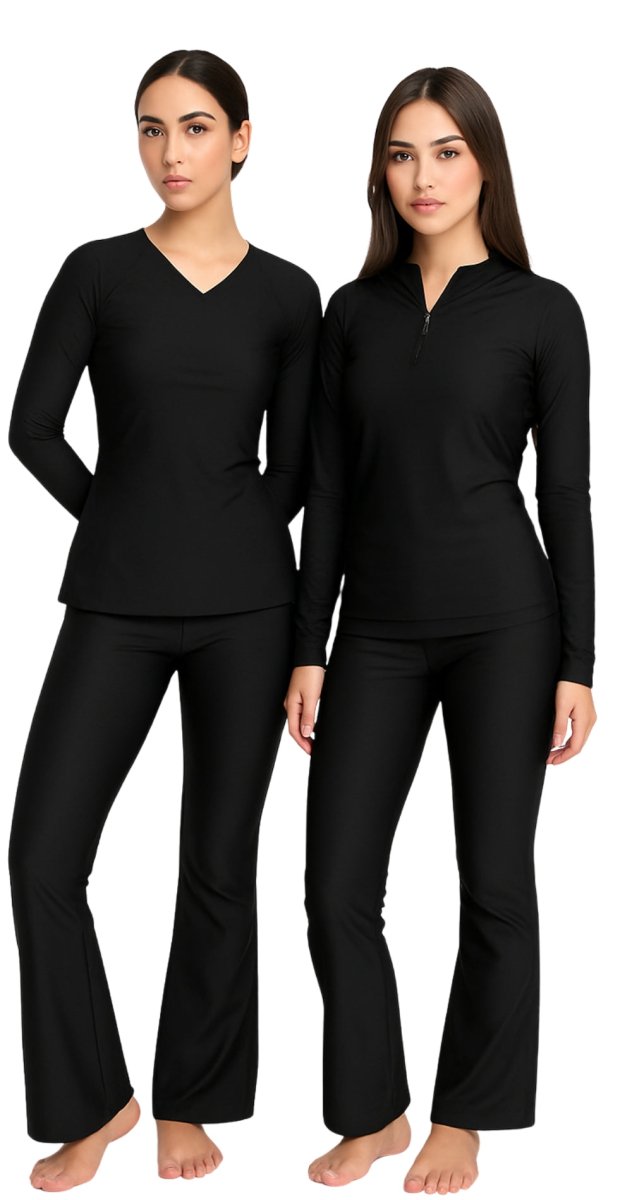 Black Flared Swim Leggings - Bare Essentials