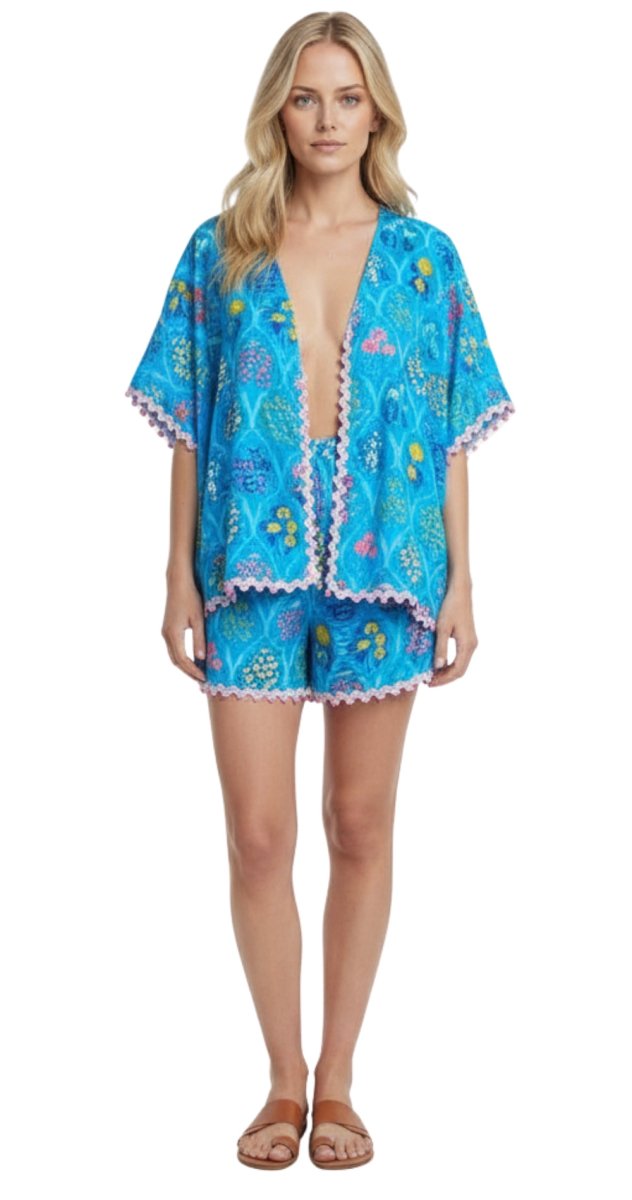 Blue Floral Co - ord Set - Shirt & Shorts - Bare Essentials