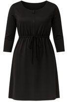 Classic black A-line swim dress modest plus size swimwear Dubai Bare Essentials