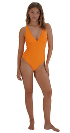 Contours Side Ruched Plunge - Orange - Bare Essentials