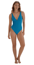 Contours Side Ruched Plunge - Teal - Bare Essentials