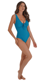 Contours Underwired Tie Front Suit - C/D, DD/E & F/G (Teal) - Bare Essentials
