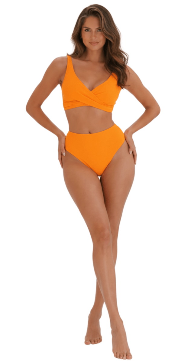 Contours U/W Wrap Top (DD/E & F/G) & Mid Rise Pant - Orange - Bare Essentials