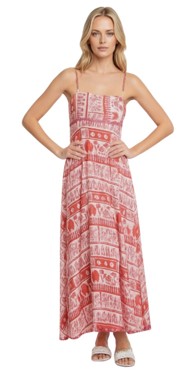 Coral Printed Maxi Slip Dress - Bare Essentials