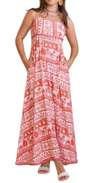 Coral Printed Maxi Slip Dress - Bare Essentials
