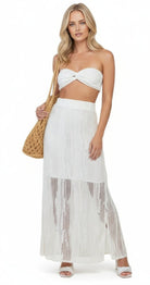 Cream Textured Maxi Skirt - Bare Essentials