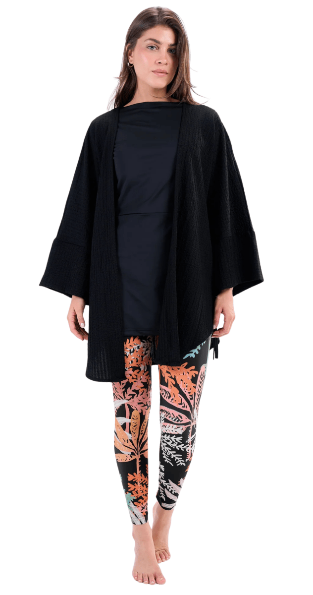 Crinckled Kimono (Black) - Bare Essentials