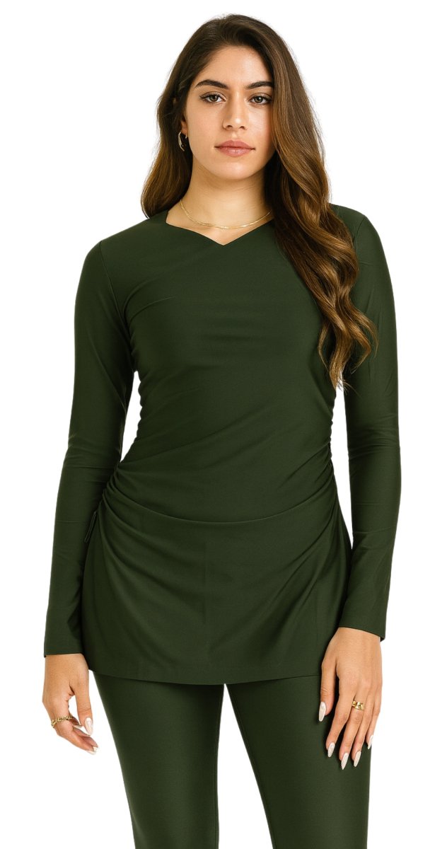 Croise Swim Top (Olive Green) - Bare Essentials