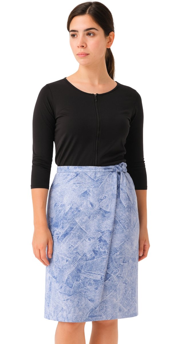 Denim Print Wrap Skirt - Bare Essentials