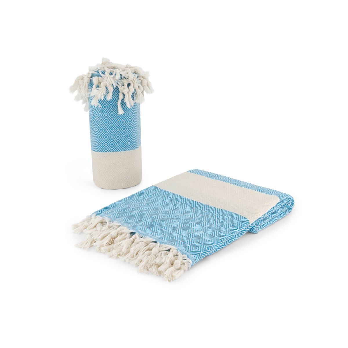 Diamond Blue Organic Turkish Beach Towel - Bare Essentials