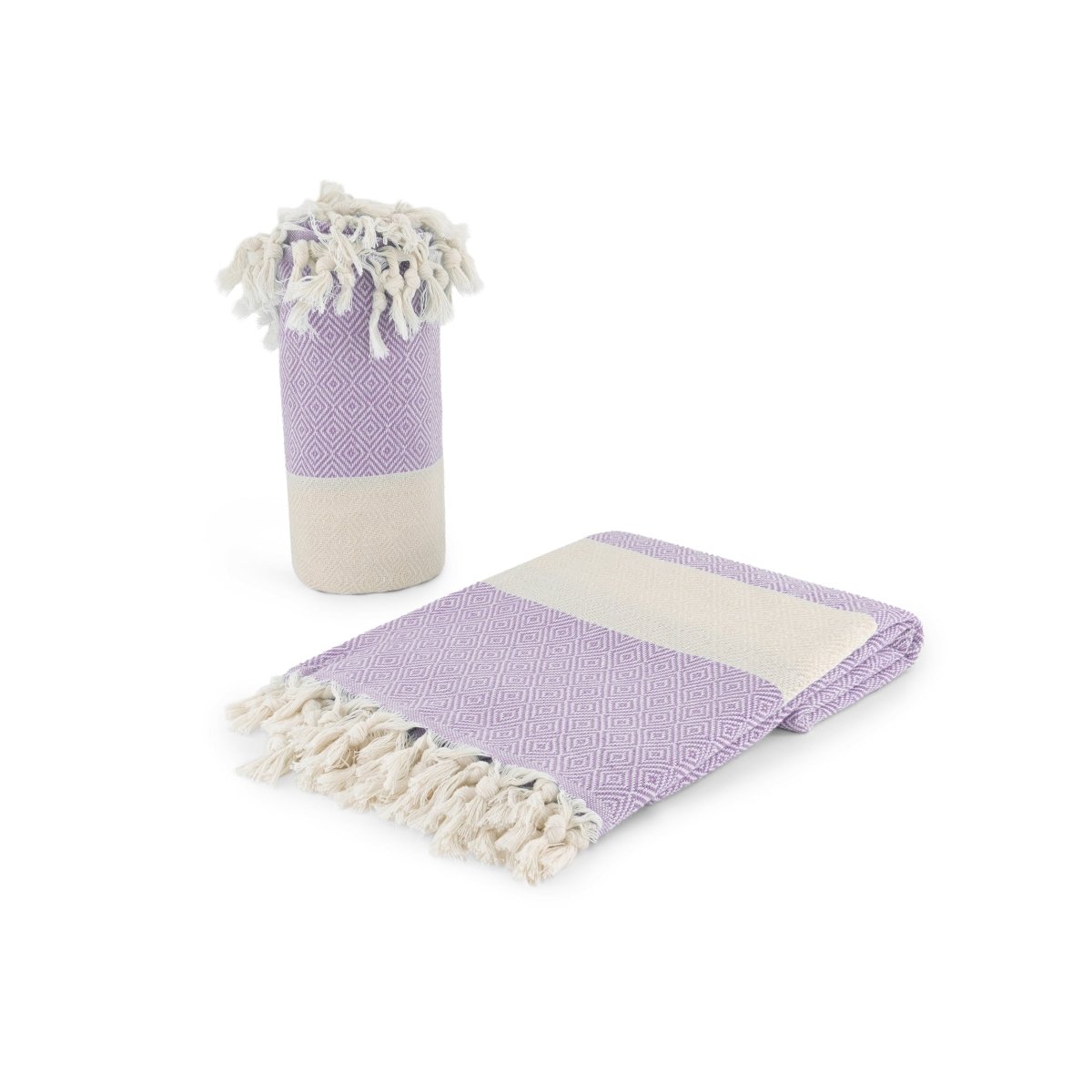Diamond Lilac Organic Turkish Beach Towel - Bare Essentials