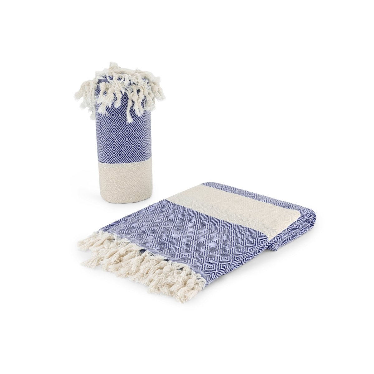Diamond Navy Organic Turkish Beach Towel - Bare Essentials