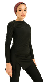 Drape Swim Top (Black) - Bare Essentials