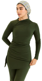Drape Swim Top (Olive Green) - Bare Essentials