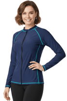 Blue UV zip front rashguard modest swimwear Dubai