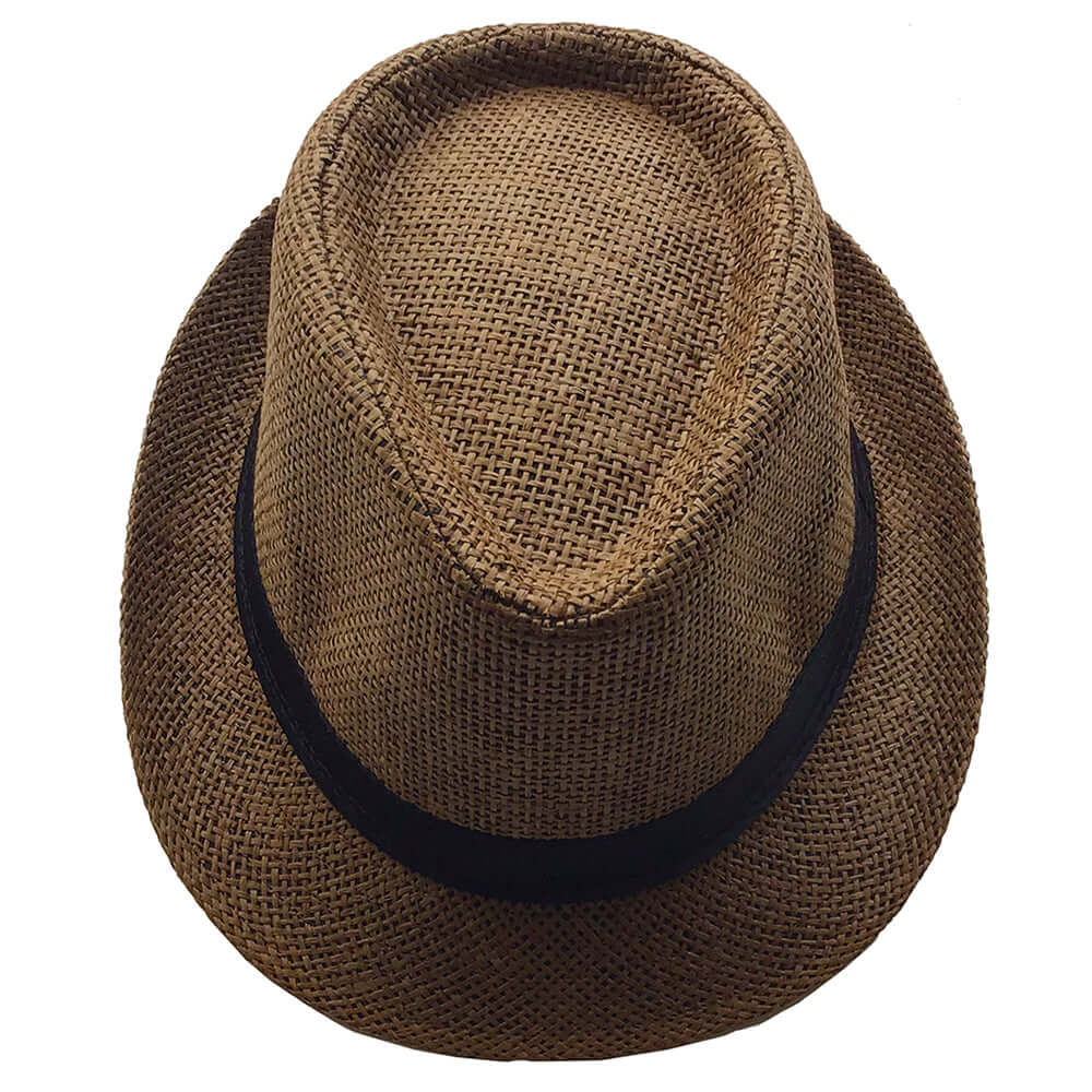 Fedora Style Straw Hat (Dark Brown) - Bare Essentials
