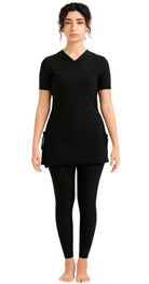 Half - sleeve Croise Swim Top (Black) - Bare Essentials