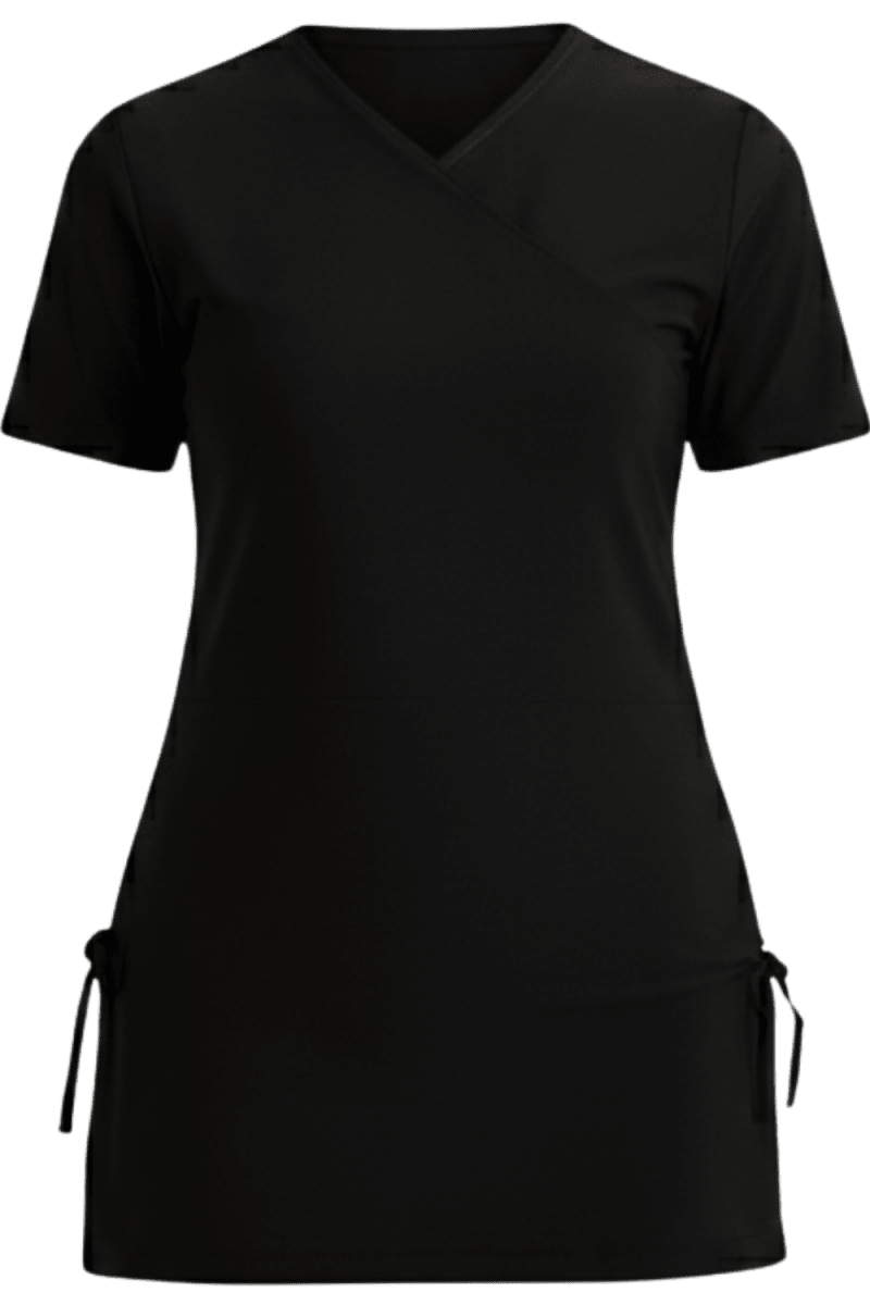 Half - sleeve Croise Swim Top (Black) - Bare Essentials