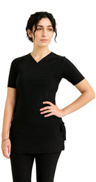 Half - sleeve Croise Swim Top (Black) - Bare Essentials