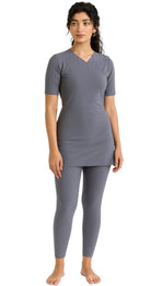 Half - sleeve Croise Swim Top (Grey) - Bare Essentials