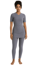 Half - sleeve Croise Swim Top (Grey) - Bare Essentials