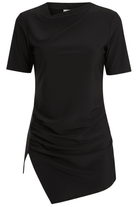 Half - sleeve Drape Swim Top (Black) - Bare Essentials