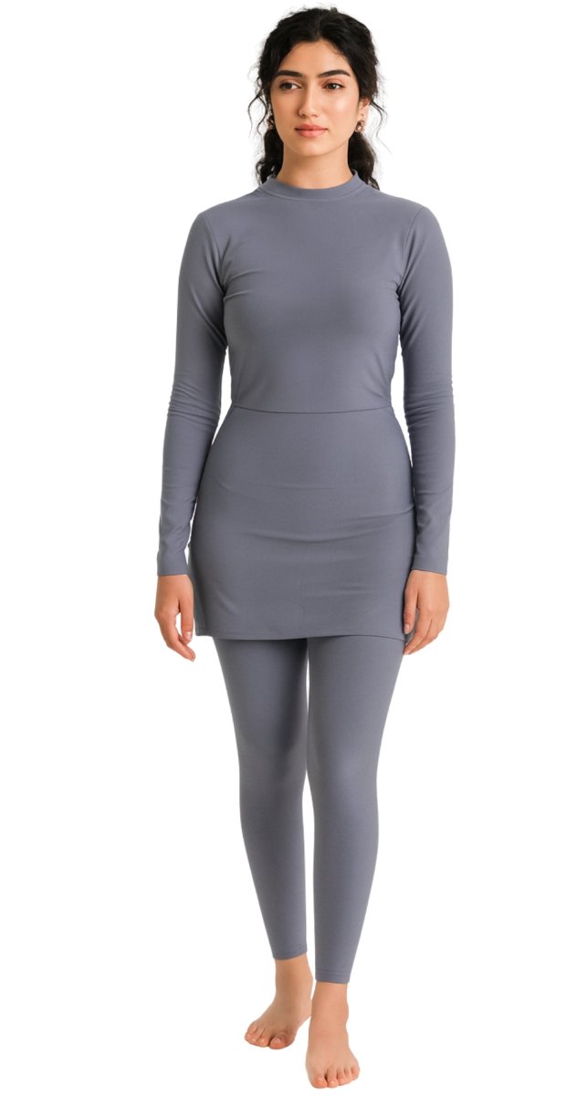 High Neck Swim Top (Grey) - Bare Essentials