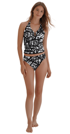Kylie Reversible Ring Front Tankini & Mid - rise pant - Bare Essentials