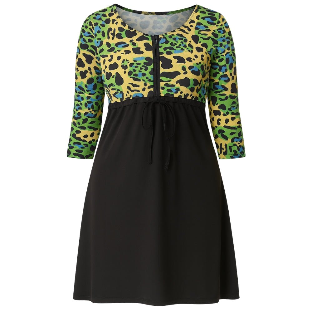 Leopard Print A - Line Swim Dress - Bare Essentials